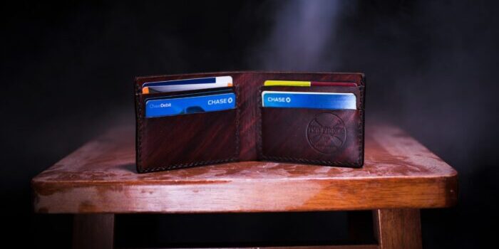 wallet on a table